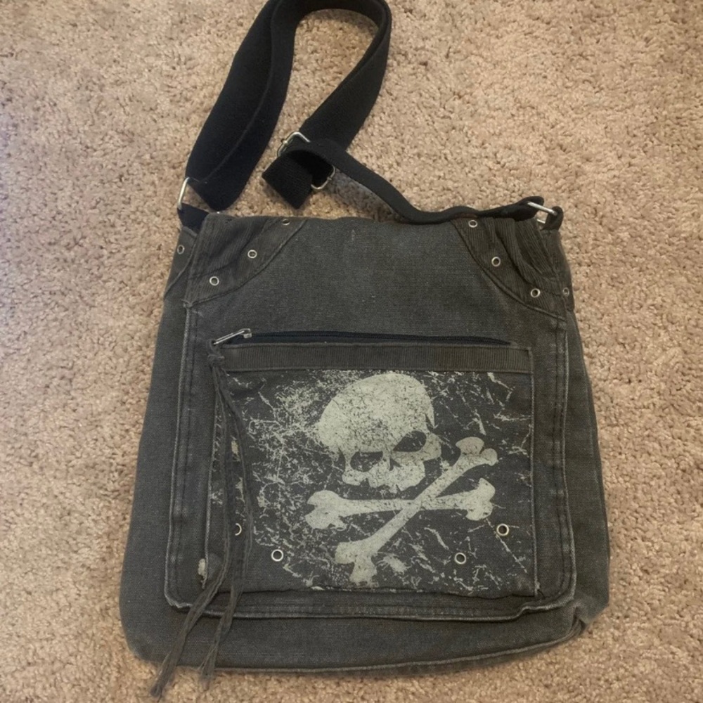 Skull and cross bones cross body bag/bookbag
